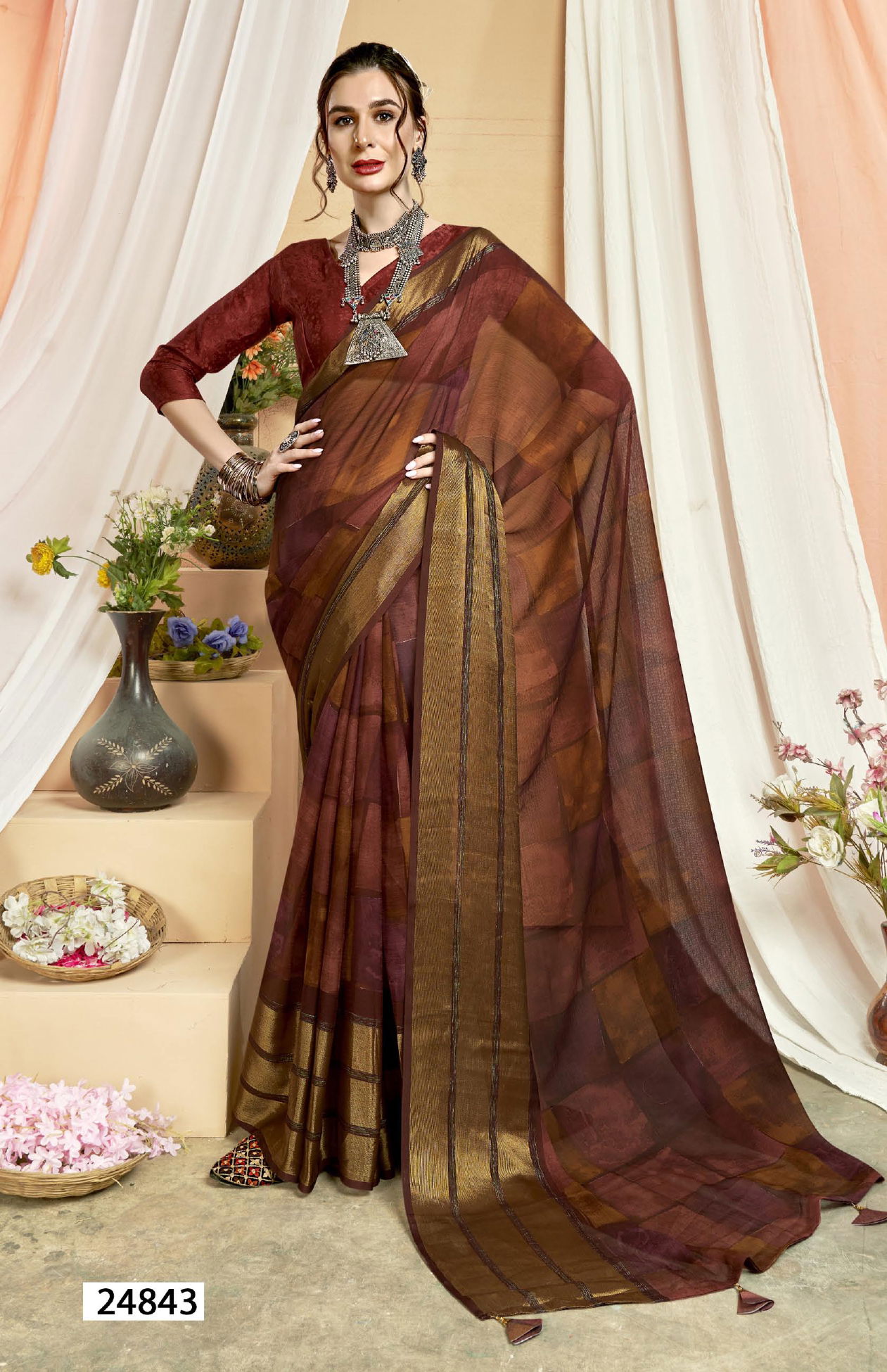 Waterfall Vol 12 By Vallabhi Printed Designer Chiffon Sarees Wholesale Shop In Surat